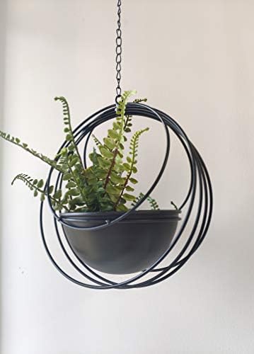 RISEON Boho Metal Plant Hanger,Metal Geometric Hanging Planter, Modern Planter, Mid Century Air Plant Holder Stand, Minimalist Planter for Indoor Outdoor Home Wedding Decor (Black) - Image 5