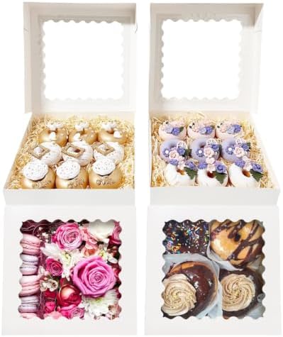 Bakepacker Auto-pop Up Pie Boxes with Window 8x8x2.5 inches 55pcs White - Image 2