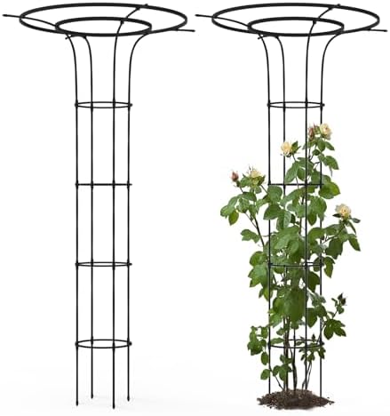 Trellis for Climbing Plants Outdoor 69" H, Mushroom Top Trellis,2Pack by TrellumeGardenHome