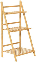 Foldable Ladder Shelf 37.8" Bamboo Plant Shelf 3-Tier Storage Rack by QualityRidesforKidsAdult