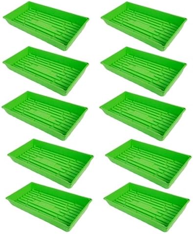 SUNPACK 10" x 20" Mega Plastic Seed Starting Tray, Green, 2.5" (Pack of 10) - No Drainage Holes, Ideal for Greenhouses or Indoor Gardening - Made of Thick, Strong Plastic by SUNPACK