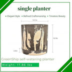 GreenShip 13.7″ Cylinder Planters with Drainage Hole and Planter Saucer, Jun Porcelain Clay & Recycled Resin, Decorate Home,Office & Outdoor - Image 3