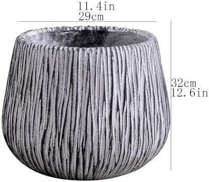 Flower Pot Fibreglass Flower Pots with Drainage Holes Textured Planter for Indoor and Outdoor Use Large Calibre Flower Container Planter - Image 2