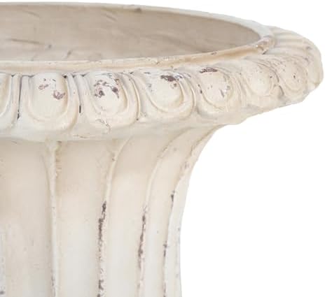 Christopher Knight Home Danny Patio Planter, Light Concrete Planter, Mid-Century Modern Urn, Floral Statue Design, Large Garden Pot, Flower Urn with Drainage Hole for Backyard Home, Antique White - Image 7