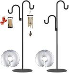 2 Set Shepherd's Hook Stand Plant，Bird Feeder，Wind Chime Hanger Stand, Waterproof Metal & Adjustable-Height Standing Pole Holder for Lantern and Wreath, Indoor & Outdoor by vorriop