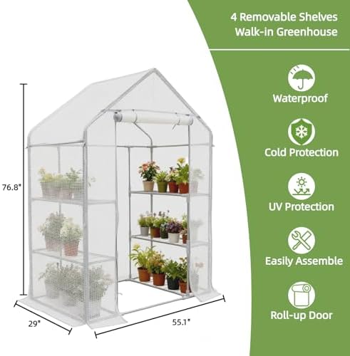 Walk-in Greenhouse 55*29*77in, Outdoor Plant Shelter for Garden - Image 6