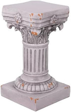 Merax 16.73" H Corinthian Pedestal Plant Stand, MGO Decorative Pedestal Side Table for Indoor Outdoor Entryway Garden Home, Antique White, No Assembly Needed - Image 7