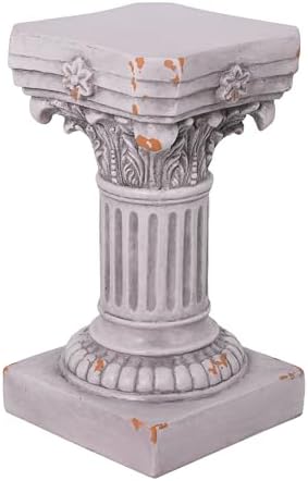 Merax 16.73" H Corinthian Pedestal Plant Stand, MGO Decorative Pedestal Side Table for Indoor Outdoor Entryway Garden Home, Antique White, No Assembly Needed - Image 7