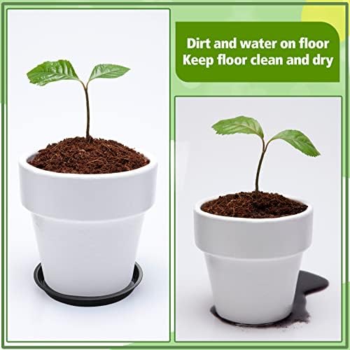 Honeydak 48 Pieces Plant Saucer Potted Plant Trays Round Plastic Drainage Tray Sturdy Drip Flower Saucers for Potted Indoor Outdoor Home Garden, 4/6/ 8/10/ 12/13 inches (Black) - Image 3