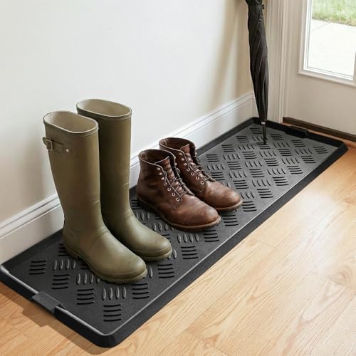 tchdio Extra Large Boot Tray Rubber Boot Tray, Non Slip Shoe Tray for Entryway, Multipurpose Boot Mat Tray, Durable Entryway Mud Mat Tray for Front Door Mat, 16x47.5 Inches by Tchdio