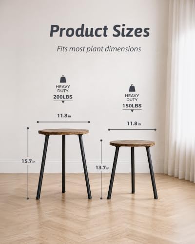GENTINGBRO plant stand indoor 2 pack wood grain plant table mid century - Image 2