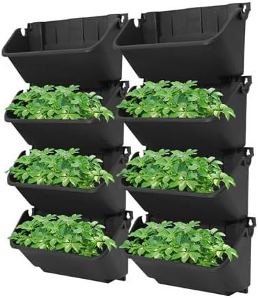 24 Pack Hanging Vertical Wall Planter, Garden Self Watering Wall-Mounted Plastic Planter Plant Flower Pot Holder for Gardens, Terraces, Balconies, Patios (Black) by SHATUOA