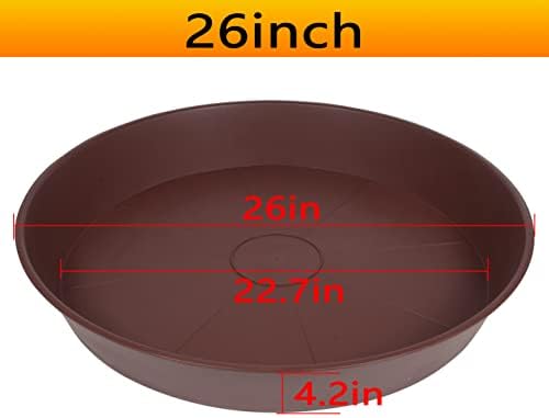 3 Pack of 25 26 inch Plant Saucer (22.7 Inch Base), 4.2" Depth, Large Deep Heavy Duty Plastic Flower Planter Water Trays for Indoors Outdoor, Plant Drip Trays (26", Chocolate) - Image 2