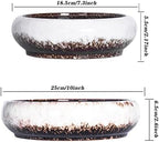 Succulent Pots, 7.3/10 Inch Large Bonsai Pots with Trays Set of 2 - Image 5