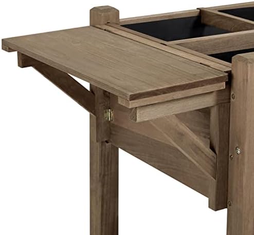 Yaheetech Herb Garden Planter Outdoor Wood Standing Garden Bed,Dark Brown - Image 6