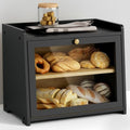 Goozii Bread Box for Kitchen Countertop, 2 Tier Large Breadbox Modern Black by Goozii