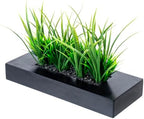 MyGift Artificial Grass Plant in Rectangular Wood Planter (Black, 10 Inch) by MyGiftHome