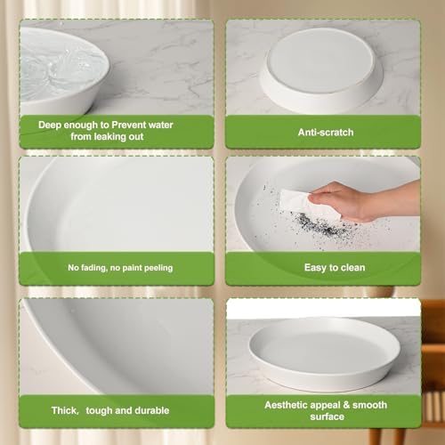 Ceramic Plant Saucer Tray 9 10 11 Inch Blue, 11.3" OD x9.7 ID x1.8 Deep| Round Sturdy Heavy Duty Glazed Bevel Planter Drip Flower pots with Catch Basin for Indoor Outdoor Plants - Image 4