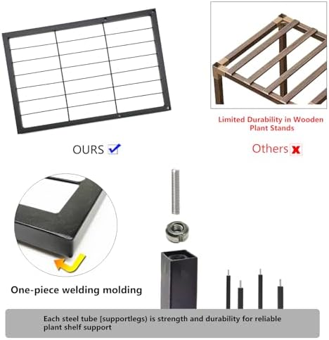 Twhep 6 Tier 12 Pots Black Metal Plant Stand Indoor Patio Balcony - Image 4