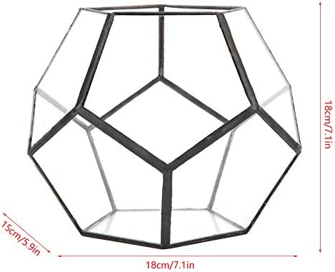 Aramox Glass Flowerpot Geometric Plant Planter 18 X 18 X 15 Cm Glass and Tin Container for Succulents Moss Cacti Ferns Indoor Desktop Shelf Windowsill Home Office Decor - Image 4