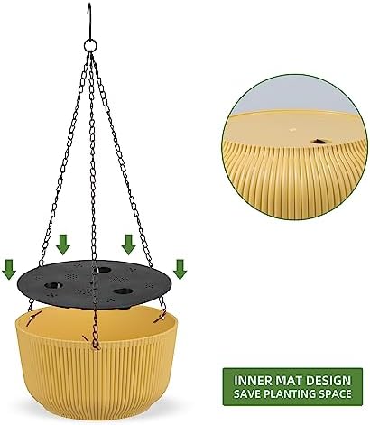 Dexceder 11.2 Inch Self Watering Hanging Planter (2 Pack, Yellow) - Image 4