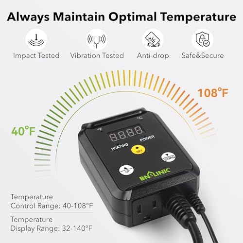 BN-LINK Reptile Thermostat Controller and 2 Pack Heat Mat for Seed Germination, Reptiles and Brewing Breeding Incubation Greenhouse - Image 6