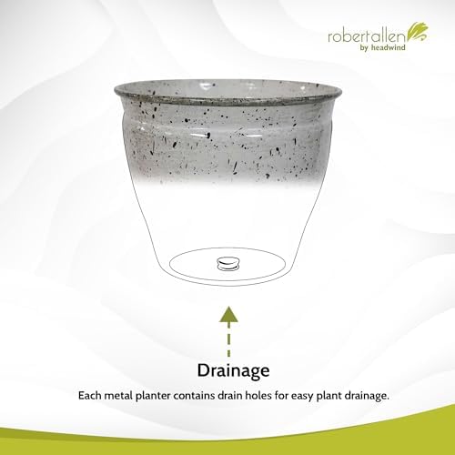 Headwind Riverside Collection – 12" Dalmation Glazed Decorative Plant Pots Indoor with Drainage & Outdoor - Modern Flower Pot Weather-Resistant Lightweight Planter by Robert Allen - Image 6