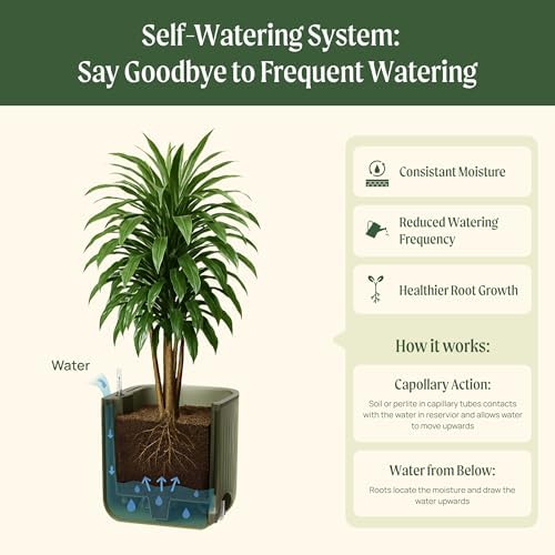Vego garden Planters for Outdoor & Indoor Plants, Large Plant Pots with Self Watering, 15" Tall Large Plant Pots with Trellis for Flowers Plants Decor, Cream White - Image 3
