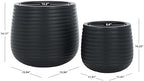 SAFAVIEH Outdoor - Jasper Black Cement Ficonstone Planter Pot Set of 2 with Drainage Hole, Frost Resistant Garden Planters for Patio, Deck, Indoor Outdoor Use (PAT1535A-SET2) - Image 4
