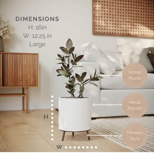 EverNest Claire Honeycomb Neutral Modern White Planter with Nyra Stand, Indoor Plant Pots, SelectBase, Mid-Century Modern, Boho Style Home Decor for Plants (Large, Black) - Image 2