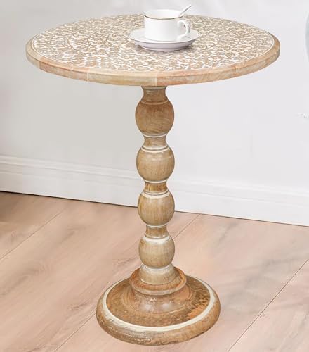 End Tables for Living Room– SideTables for Small Spaces, Modern Accent Nightstand with Hand-Carved Top & Solid Wood Tables for Living Room, Bedroom, Office – 18x22 White wash - Image 4