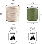 Eyely ASU2004A-2SET Cleo MidCentury Modern Indoor Ripple Eco-Friendly 3D Printed Planters with Drainage, Sand/Olive (Set of 2) - Image 2
