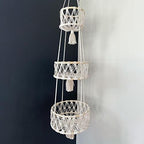 Macrame Plant Hanger, Space Saving Decorative Flower Pot Holder Handmade Weave Hanging Basket for Indoor Home (Wite 3 Tiers) - Image 4