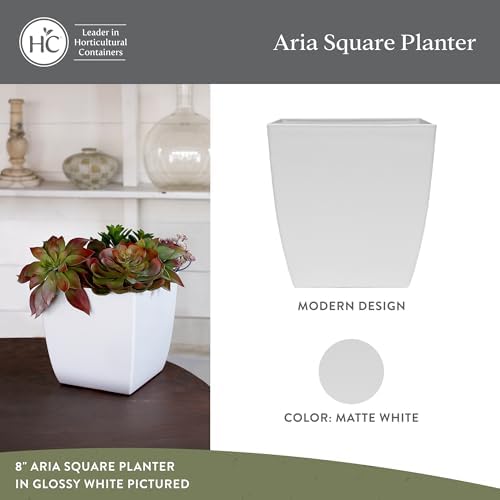 The HC Companies Aria Self Watering Square Plant Pot w/Drainage - Planters for Outdoor Plants & Indoor Plants - Lightweight & UV-Resistant Plastic Pots for Plants (16" Matte White, Pack of 1) - Image 2