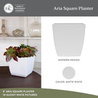 The HC Companies Aria Self Watering Square Plant Pot w/Drainage - Planters for Outdoor Plants & Indoor Plants - Lightweight & UV-Resistant Plastic Pots for Plants (16" Matte White, Pack of 1) - Image 2