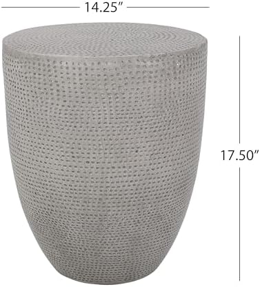 ø14.25'' Concrete Side Table End Table for Outdoor & Living Room, Modern Retro Round Circle Drum Style, Durable and Lightweight, Cement Material, No Assembly, Gray - Image 2