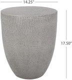ø14.25'' Concrete Side Table End Table for Outdoor & Living Room, Modern Retro Round Circle Drum Style, Durable and Lightweight, Cement Material, No Assembly, Gray - Image 2