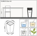 Lechuza 13150 Cubico Color 40 Self-Watering Planter for Indoor and Outdoor Use, 16" x 16" x 30", White - Image 4