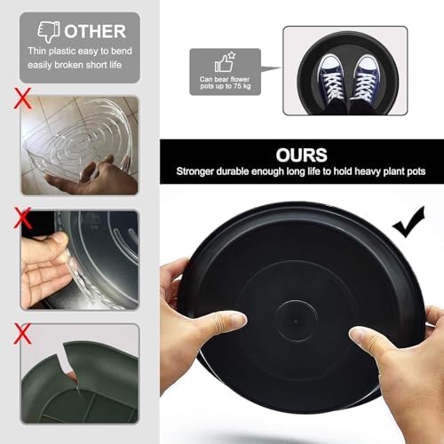 TITE Plant Saucer 16 inch,Heavy Large Planter Durable Thicker Plastic Plant Trays for Indoors and Outdoor,Plant Saucer Drip Trays,Black (16 inch, Black) - Image 6