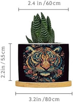 Chinoiserie Tiger Ceramic Planter Green and Turquoise Tiger Stripe Pots for Plants with Drainage Holes and Saucers Pot for Outdoor Garden Home Plant - Image 2