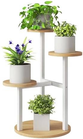 IBUYKE 4 Tier Small Plant Stand for Indoor, White TMJ073R by IBUYKE