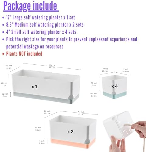 LaLaGreen Indoor Planter Boxes for Plant (7 Pack) Window Flower Box Planter - Image 2
