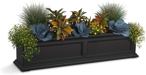 Mayne Fairfield 48in Self-Watering Rectangular Window Box Planter, Black by Mayne