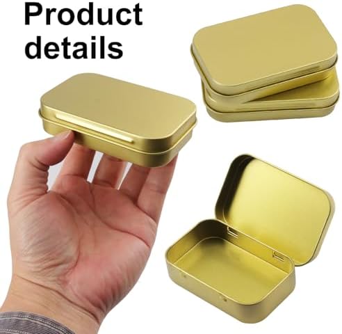 40 Pack 3.8 Inch Metal Tins with Hinged Lid, Rectangular Hinged Tins for Candles, Keys, Cosmetics, Candy, Jewelry, Craft (3.8 x 2.45 x 0.8 Inch, Golden) - Image 3