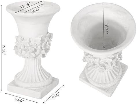 Classic Urn Planter, 20 Inch Tall Flower Pots, Pedestal Flower Vases Plant Pot, Modern Large Flower Pots Outdoor Plant Pot for Flowers, Classic Decorative Planter for Indoor and Outdoor Plants - Image 6