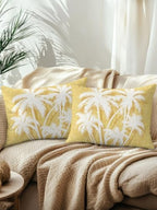 Outdoor Pillows Waterproof Set of 2, Tropical Palm Tree Patio Throw Pillows for Couch Bed Sofa with Insert, Vintage Dark Yellow Botanical Plants Decorative Travel/Reading/Camping Pillow Set 12x20 Inch - Image 2