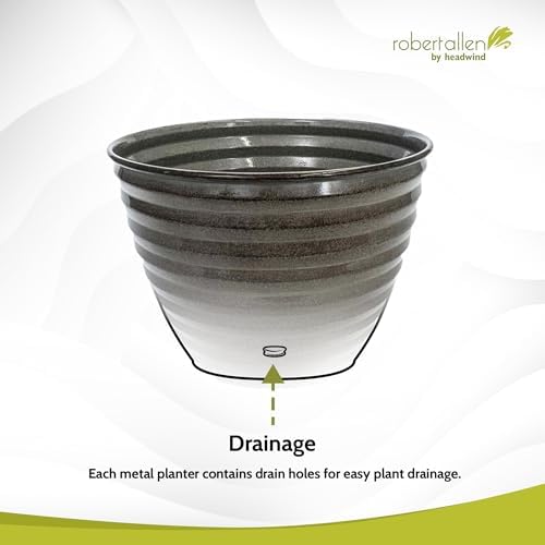 Headwind Avondale Collection Ironstone Decorative Planter - 10 Inch Pebblewood Grey Finish, Lightweight, Durable, Rust-Resistant, Weatherproof, Indoor & Outdoor Use by Robert Allen - Image 6