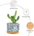 Leopard Dot Ceramic Planter Blue African Tribal Flower Pots for Indoor Plants with Drainage Holes and Saucers Pot for Pots Outdoor Indoor Plants - Image 3