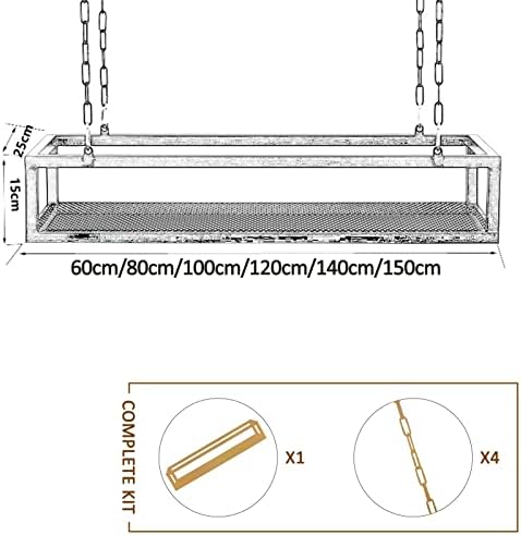 Ceiling Shelf Mounted Hanging Basket Floating Suspended Storage Shelving, Gold Decorations Display Shelves Flower Stand for Kitchen Bar Living Room, Wine Holder Pot Pan Rack (Size - Image 2