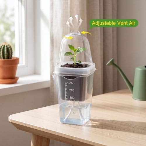 30 Pack 2.5" Self Watering Propagation Pots with Humidity Dome, Clear Plastic Seed Starter Cups, for Seedlings, Cuttings, Succulents, Herbs, Vegetables, with 30 Labels - Image 6
